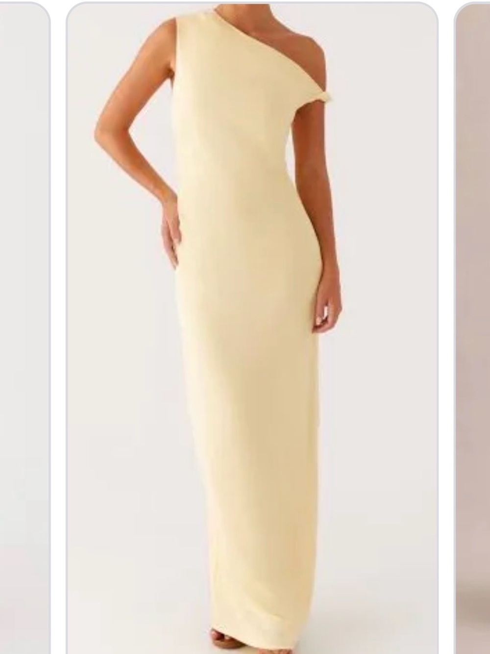 Peppermayo One-Shoulder Maxi Dress in Pale Yellow